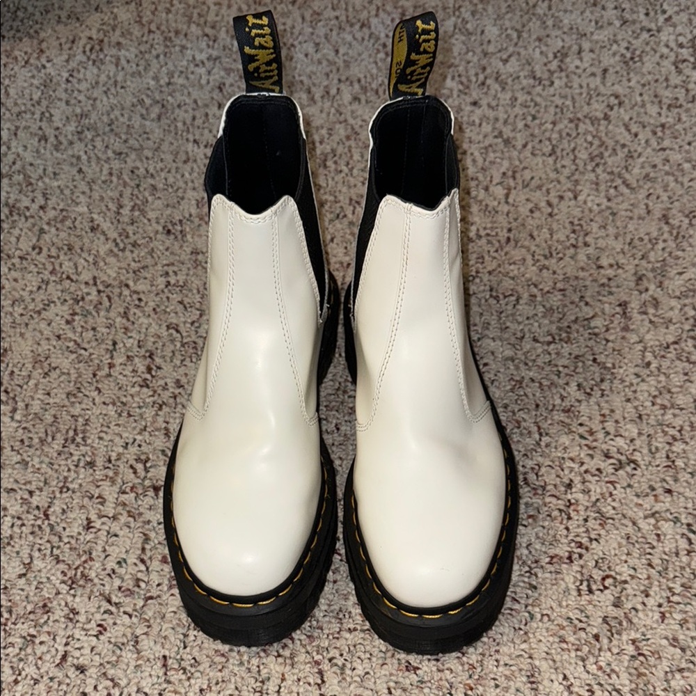 Dr. Martens White and Black Chelsea Boots
